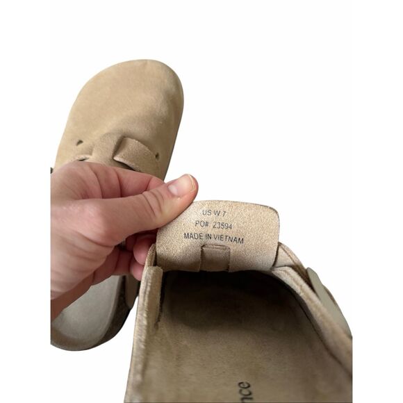 Quince Clog Mules Water Repellent Suede Dune Tan 7 - Picture 8 of 9